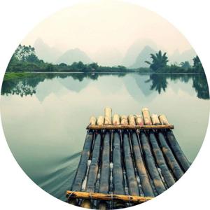 Fotobehang - Raft Trip in China 140x140cm rond - Vliesbehang