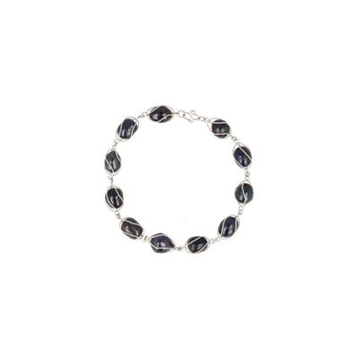Edelsteen Armband Donkere Parel in Metaaldraad