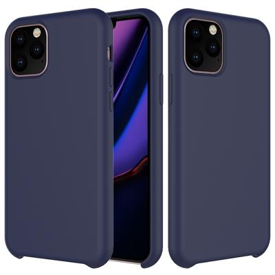 Effen kleur Liquid silicone schokbestendig Case voor iPhone 11 Pro (marineblauw)