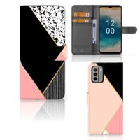 Nokia G22 | Book Case | Zwart Roze Vormen