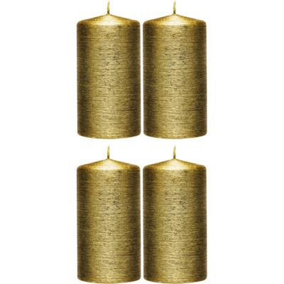 Cilinderkaars/stompkaars - 4x - goud - 7 x 13 cm - 25 branduren - sfeerkaarsen - kaarsen