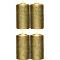 Cilinderkaars/stompkaars - 4x - goud - 7 x 13 cm - 25 branduren - sfeerkaarsen - kaarsen