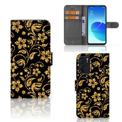 OPPO Reno6 5G Hoesje Gouden Bloemen OPPO Reno6 5G Hoesje Gouden Bloemen