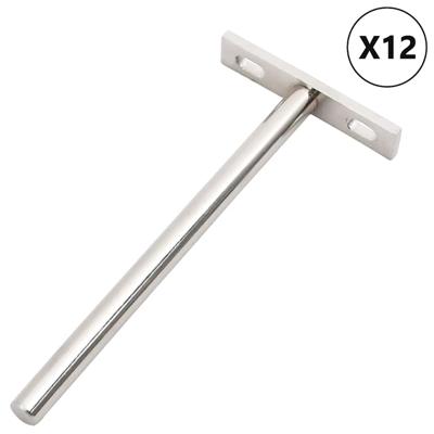 VidaXL Zwevende plankdragers 12st onzichtbaar ø10x150 mm koolstofstaal