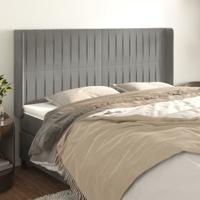 Hoofdbord met randen 183x16x118/128 cm fluweel lichtgrijs