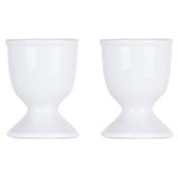 Cosy & Trendy Eierdopje - 2x stuks - van porselein - wit - 6.5 cm