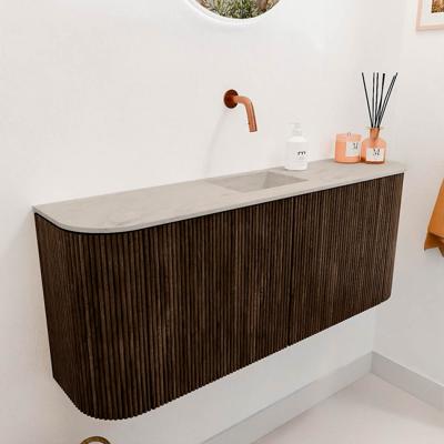 Toiletmeubel Mondiaz Joya Dlux | 103.2 cm | Meubelkleur Walnut | Faye wastafel Opalo Wasbak Midden | Zonder kraangat(en)
