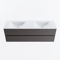 MONDIAZ VICA 150cm badmeubel onderkast Dark Grey 2 lades. Wastafel CLOUD dubbel 2 kraangaten, kleur Talc.