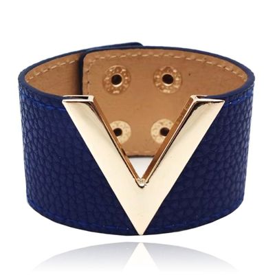 Brede Dames Armband Verstelbaar Goud en Blauw