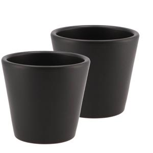 DK Design Bloempot/plantenpot - 2x - Vinci - zwart mat - voor kamerplant - D13 x H15 cm