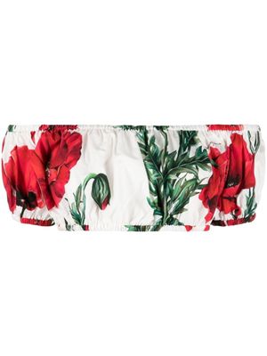 Dolce & Gabbana haut fleuri à épaules dénudées - Blanc Dolce & Gabbana haut fleuri à épaules dénudées - Blanc