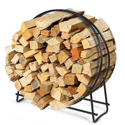 Brandhoutrek van Metaal Brandhoutrek Belastbaar tot 200 kg Brandhoutrek Houten Stapelhouder met Sokkel en Handgrepen 95 x 33 x 104 cm