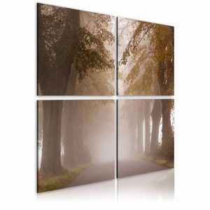 Schilderij - Mistig,  4luik ,  wanddecoratie , premium print op canvas