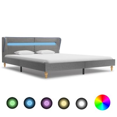 vidaXL Bedframe met LED stof lichtgrijs 150x200 cm