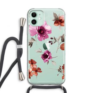 Geschilderde bloemen: iPhone 11 Transparant Hoesje met koord