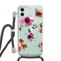 Geschilderde bloemen: iPhone 11 Transparant Hoesje met koord