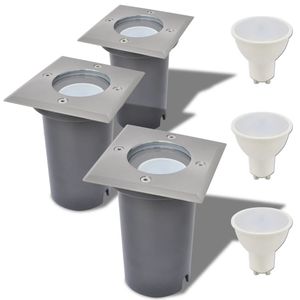 VidaXL Led-grondspots buiten 3 stuks vierkant