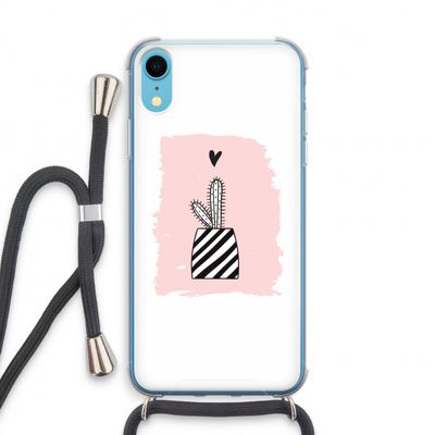 Zwart-wit cactus: iPhone XR Transparant Hoesje met koord