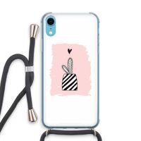 Zwart-wit cactus: iPhone XR Transparant Hoesje met koord Zwart-wit cactus: iPhone XR Transparant Hoesje met koord