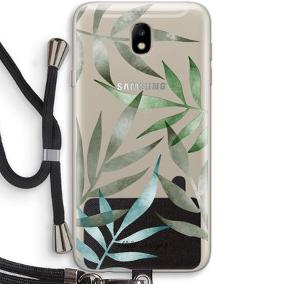 Tropical watercolor leaves: Samsung Galaxy J7 (2017) Transparant Hoesje met koord