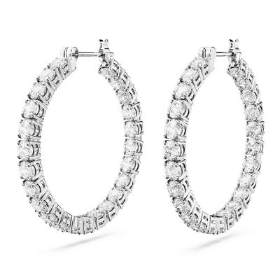 Swarovski 5647715 Oorringen Matrix zilverkleurig-wit 30 mm