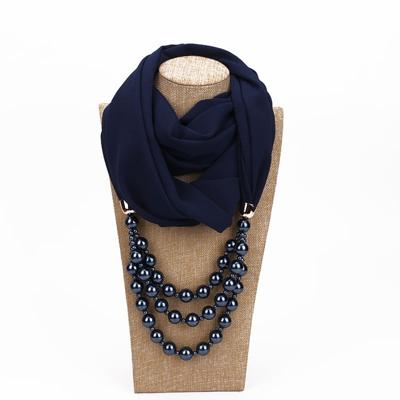 2 stks nationale stijl sjaal met imitatie parel ketting (Navy)