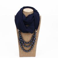 2 stks nationale stijl sjaal met imitatie parel ketting (Navy) 2 stks nationale stijl sjaal met imitatie parel ketting (Navy)