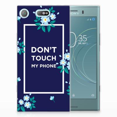 Sony Xperia XZ1 Compact Silicone-hoesje Flowers Blue DTMP Sony Xperia XZ1 Compact Silicone-hoesje Flowers Blue DTMP