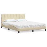 Bed met matras "Hanko" stof crèmekleurig 160x200 cm
