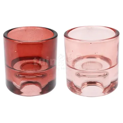 Kaarsenhouder 2-in-1 Glas Roze Ø5cm Assorti 1st