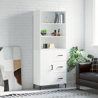 Hoge kast 69,5x34x180 cm bewerkt hout wit