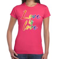 Gay pride love is love regenboog shirt roze dames 2XL  -