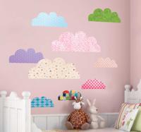 Set van 9 verschillende gekleurde wolken sticker