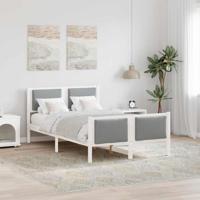 Bedframe met hoofdeinde Lichtgrijs 120 x 200 cm Stof Bedframe met hoofdeinde Lichtgrijs 120 x 200 cm Stof