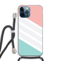 Strepen pastel: iPhone 12 Pro Transparant Hoesje met koord