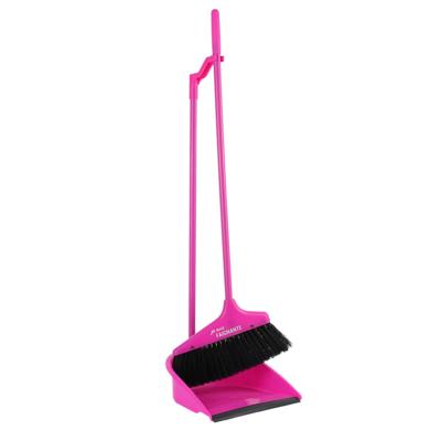 Stoffer en blik - kunststof - roze - H81,5 cm - binnen en buiten