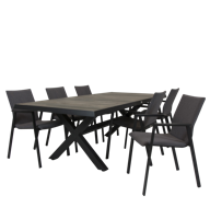 Qopps Admiral tafel 224 x 104 antraciet met Tuinstoel Fubar