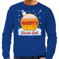 Foute kerst sweater / trui Daddy favorite balls bier blauw heren - thumbnail