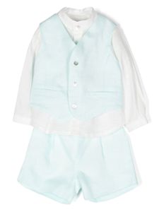 Mimilù ensemble chemise-veston-pantalon en lin - Bleu