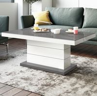 Uitschuifbare salontafel Matera Lux 120 tot 170 cm breed - hoogglans grijs met wit - thumbnail