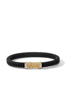 David Yurman bracelet Chevron 6 mm en or 18ct serti de diamants - Noir