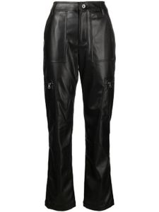 DKNY pantalon en cuir artificiel à coupe évasée - Noir