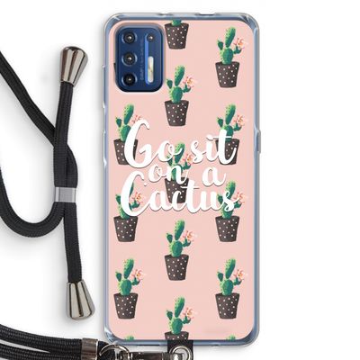 Cactus quote: Motorola Moto G9 Plus Transparant Hoesje met koord