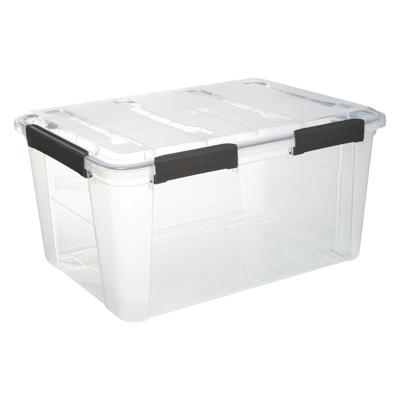5Five opberg Box met deksel - Protect - 50 liter - 58 x 38 x 32 cm - kunststof - transparant