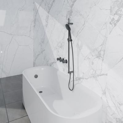Fortifura Nebbio Badcombinatie-set - thermostaatkraan - inbouwdeel - glijstang - gladde doucheslang - ronde handdouche - badafvoer opbouw - geborsteld gunmetal PVD SW1183068 SW1111532 SW721165 SW799451 SW1108811 SW