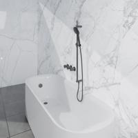 Fortifura Nebbio Badcombinatie-set - thermostaatkraan - inbouwdeel - glijstang - gladde doucheslang - ronde handdouche - badafvoer opbouw - geborsteld gunmetal PVD SW1183068 SW1111532 SW721165 SW799451 SW1108811 SW