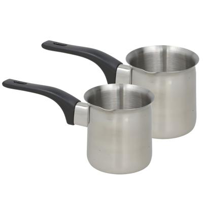 Melk en sauspannen set - 2x stuks - 350 ml en 235 ml - RVS - metaal