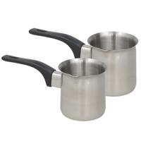 Melk en sauspannen set - 2x stuks - 350 ml en 235 ml - RVS - metaal