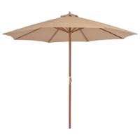 VidaXL Parasol met houten paal 300 cm taupe