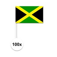 100x Jamaica decoratie papieren zwaaivlaggetjes   -